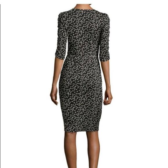 REBECCA TAYLOR DRESS RUCHED PREPPY CHIC FLORAL FIZZ BLACK IVORY Sz M TRENDY - Picture 15 of 15